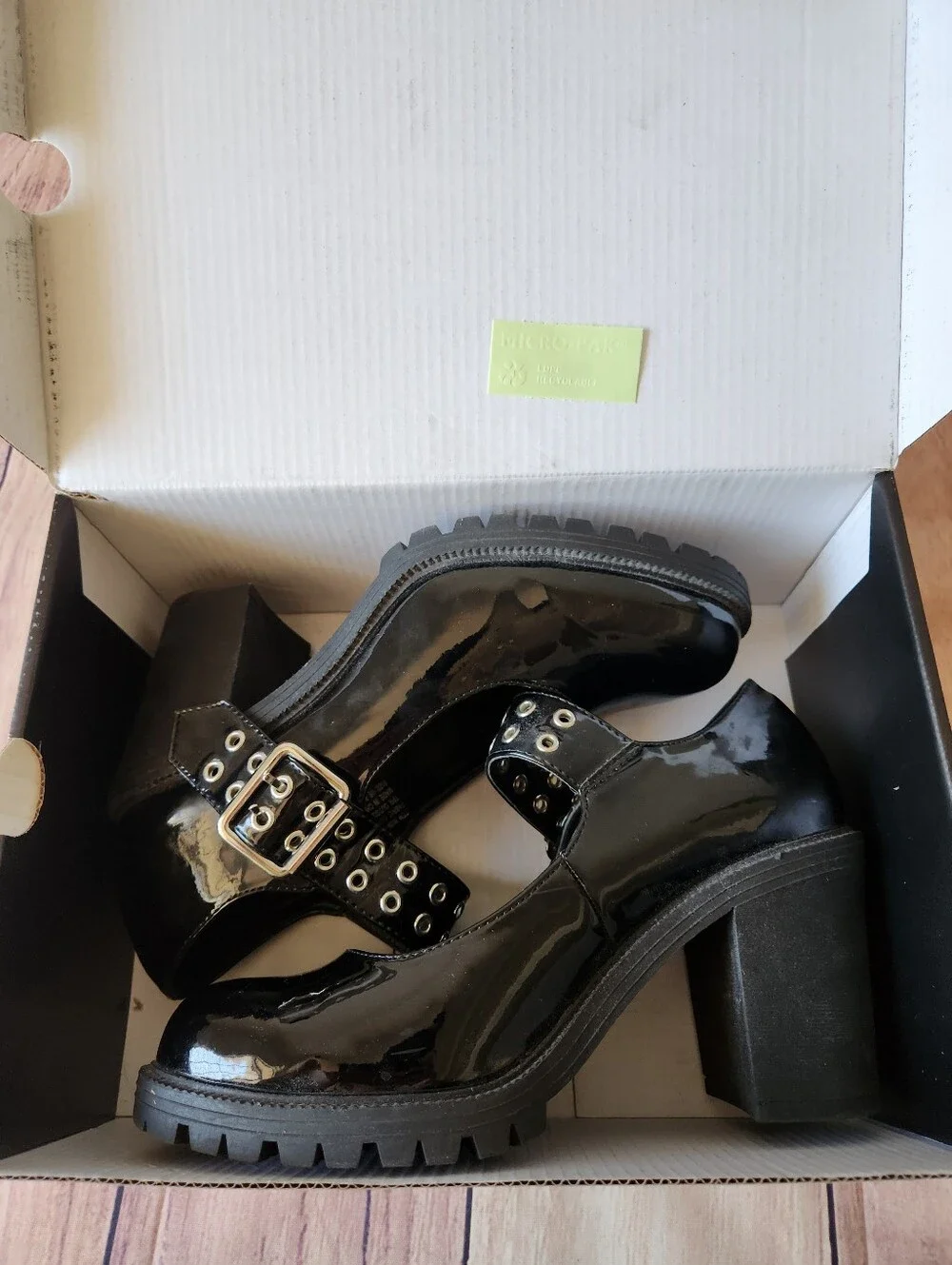Torrid Women's Black Patent Mary Jane Heels Goth Punk Chunky Shoes 8.5 Y2K